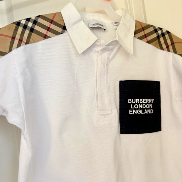 Burberry Kids Polo with Checkered Accents and Black Pocket sz 10-12 boys - Picture 3 of 3
